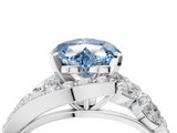 White gold Fancy Blue Heart  Diamond Halo Ring with Marquise and Pavé Band in Prong Setting_71