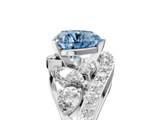 White gold Fancy Blue Heart  Diamond Halo Ring with Marquise and Pavé Band in Prong Setting_73