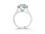 White gold Fancy Blue Heart  Diamond Halo Ring with Milgrain Frame and Pavé Band_75