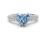 White gold Fancy Blue Heart  Diamond Pavé Band Solitaire Ring with Four-Prong Setting_49