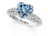 White gold Fancy Blue Heart  Diamond Pavé Band Solitaire Ring with Four-Prong Setting_50