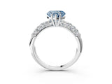White gold Fancy Blue Heart  Diamond Pavé Band Solitaire Ring with Four-Prong Setting_51