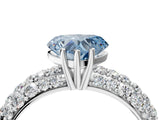 White gold Fancy Blue Heart  Diamond Pavé Band Solitaire Ring with Four-Prong Setting_53