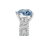 White gold Fancy Blue Heart  Diamond Pavé Band Solitaire Ring with Four-Prong Setting_54