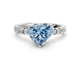 White gold Fancy Blue Heart  Diamond Pavé Band Solitaire with Four-Prong Setting_209