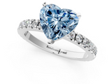 White gold Fancy Blue Heart  Diamond Pavé Band Solitaire with Four-Prong Setting_210