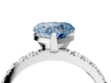 White gold Fancy Blue Heart  Diamond Pavé Band Solitaire with Four-Prong Setting_217