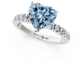 White gold Fancy Blue Heart  Diamond Pavé Band Solitaire with Four-Prong Setting_227