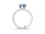 White gold Fancy Blue Heart  Diamond Pavé Band Solitaire with Four-Prong Setting_233