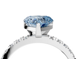 White gold Fancy Blue Heart  Diamond Pavé Band Solitaire with Four-Prong Setting_234