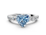 White gold Fancy Blue Heart  Diamond Pavé Band Solitaire with Four-Prong Setting_3