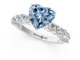 White gold Fancy Blue Heart  Diamond Pavé Band Solitaire with Four-Prong Setting_4