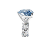 White gold Fancy Blue Heart  Diamond Pavé Band Solitaire with Four-Prong Setting_8