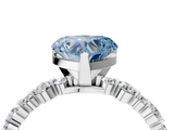 White gold Fancy Blue Heart  Diamond Prong Set Engagement Ring with Pave Band_208