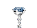 White gold Fancy Blue Heart  Diamond Prong Set Engagement Ring with Pave Band_209