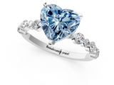 White gold Fancy Blue Heart  Diamond Prong Set Engagement Ring with Pave Band_209