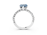 White gold Fancy Blue Heart  Diamond Prong Set Engagement Ring with Pave Band_211