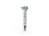 White gold Fancy Blue Heart  Diamond Prong Setting with Side Stones on a Pave Band_143