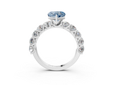 White gold Fancy Blue Heart  Diamond Prong Setting with Side Stones on a Pave Band_144