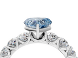 White gold Fancy Blue Heart  Diamond Prong Setting with Side Stones on a Pave Band_145