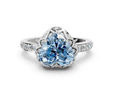 White gold Fancy Blue Heart  Diamond Solitaire Ring with Shared Prong Pavé Band_12