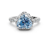 White gold Fancy Blue Heart  Diamond Solitaire Ring with Shared Prong Pavé Band_70