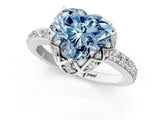 White gold Fancy Blue Heart  Diamond Solitaire Ring with Shared Prong Pavé Band_71