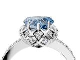 White gold Fancy Blue Heart  Diamond Solitaire Ring with Shared Prong Pavé Band_74