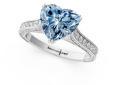 White gold Fancy Blue Heart  Diamond Solitaire with Pave Band and Six-Prong Setting_21