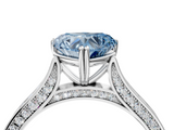 White gold Fancy Blue Heart  Diamond Solitaire with Pave Band and Six-Prong Setting_24