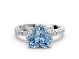 White gold Fancy Blue Heart  Diamond Three-Stone Pave Band with Four-Prong Setting_19