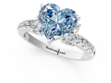 White gold Fancy Blue Heart  Diamond Three-Stone Pave Band with Four-Prong Setting_21