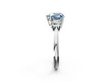 White gold Fancy Blue Heart  Diamond Three-Stone Ring with Trapezoid Side Stones and Prong Setting_19