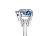 White gold Fancy Blue Heart  Diamond Three-Stone Ring with Trapezoid Side Stones and Prong Setting_22