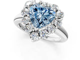 White gold Fancy Blue Heart  Halo Cluster Diamond Engagement Ring with Prong Setting and Polished Band_20