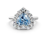 White gold Fancy Blue Heart  Halo Cluster Diamond Engagement Ring with Prong Setting and Polished Band_20