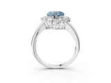 White gold Fancy Blue Heart  Halo Cluster Diamond Engagement Ring with Prong Setting and Polished Band_22