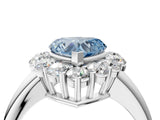 White gold Fancy Blue Heart  Halo Cluster Diamond Engagement Ring with Prong Setting and Polished Band_23