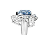 White gold Fancy Blue Heart  Halo Cluster Diamond Engagement Ring with Prong Setting and Polished Band_25