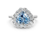 White gold Fancy Blue Heart  Halo Cluster Diamond Engagement Ring with Solitaire Band and Prong Setting_49