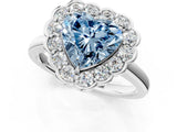 White gold Fancy Blue Heart  Halo Cluster Diamond Engagement Ring with Solitaire Band and Prong Setting_50