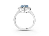 White gold Fancy Blue Heart  Halo Cluster Diamond Engagement Ring with Solitaire Band and Prong Setting_52