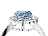 White gold Fancy Blue Heart  Halo Cluster Diamond Engagement Ring with Solitaire Band and Prong Setting_53