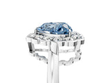 White gold Fancy Blue Heart  Halo Cluster Diamond Engagement Ring with Solitaire Band and Prong Setting_53