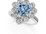 White gold Fancy Blue Heart  Halo Diamond Cluster Engagement Ring with Milgrain Bezel Setting and Solitaire Band_28