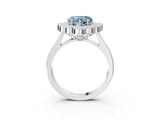 White gold Fancy Blue Heart  Halo Diamond Cluster Engagement Ring with Milgrain Bezel Setting and Solitaire Band_30
