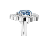 White gold Fancy Blue Heart  Halo Diamond Cluster Engagement Ring with Milgrain Bezel Setting and Solitaire Band_32