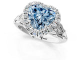 White gold Fancy Blue Heart  Halo Diamond Engagement Ring with Filigree Band and Four-Prong Setting_121