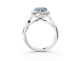 White gold Fancy Blue Heart  Halo Diamond Engagement Ring with Filigree Band and Four-Prong Setting_124