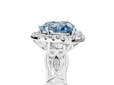 White gold Fancy Blue Heart  Halo Diamond Engagement Ring with Filigree Band and Four-Prong Setting_126